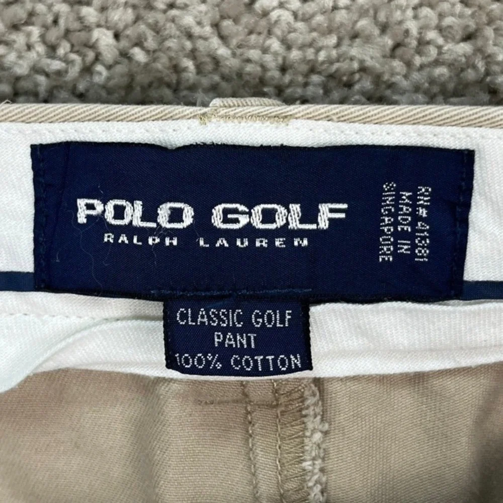 Polo Golf Ralph Lauren Pants Mens 39x29 Beige‎ Straight Leg Pleated Flap Pocket